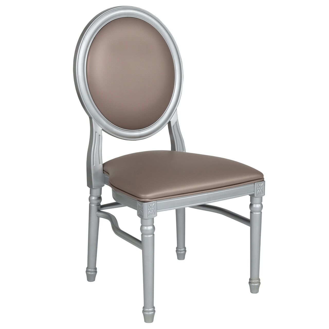 Flash Furniture 39&#x22; Brown and Silver Classic Round Back and Seat King Louis Chair